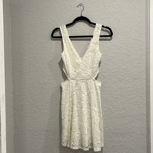 Floral White cut out mini dress